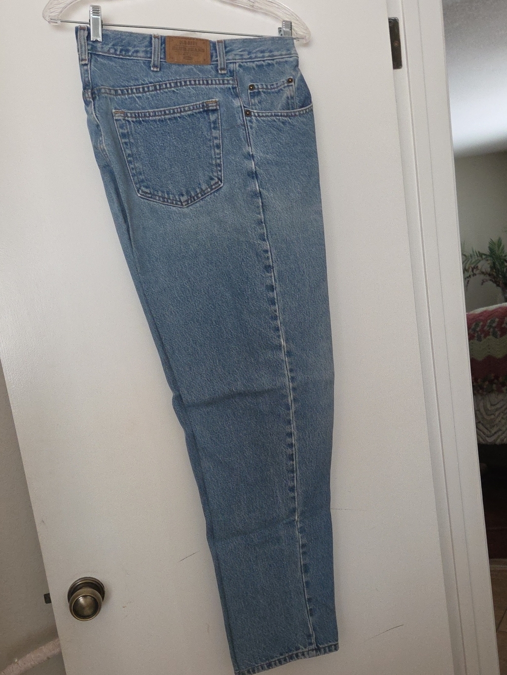 Old Navy Blue Denim Men's Jeans with Brown Patch